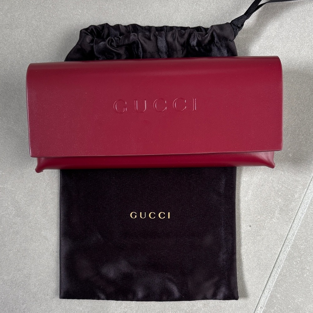 Gucci Burgundy Leather Eyeglass case with Black Dust Bag